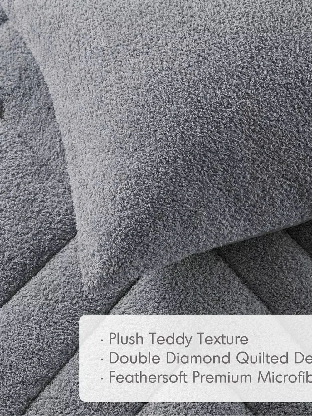 Kyla Double Diamond Quilted Teddy Comforter Set - Full/Queen - NWT